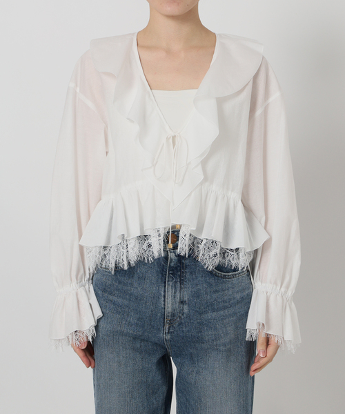 La TOTALITE（ラトータリテ）の「【洗える】レースブラウス（シャツ/ブラウス・レディース・ホワイト/ブラック・FREE）」の4枚目の写真