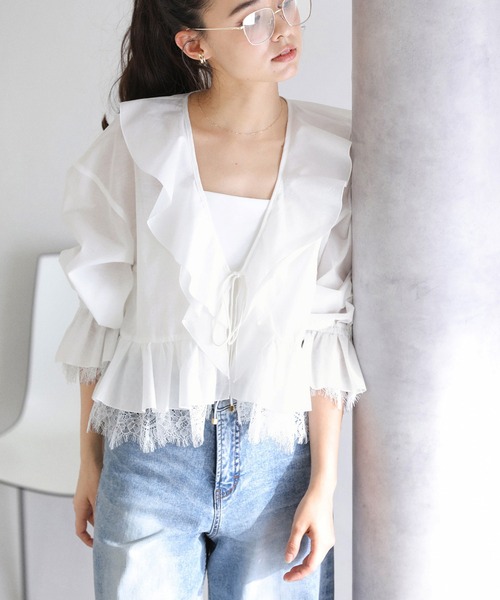 La TOTALITE（ラトータリテ）の「【洗える】レースブラウス（シャツ/ブラウス・レディース・ホワイト/ブラック・FREE）」の2枚目の写真