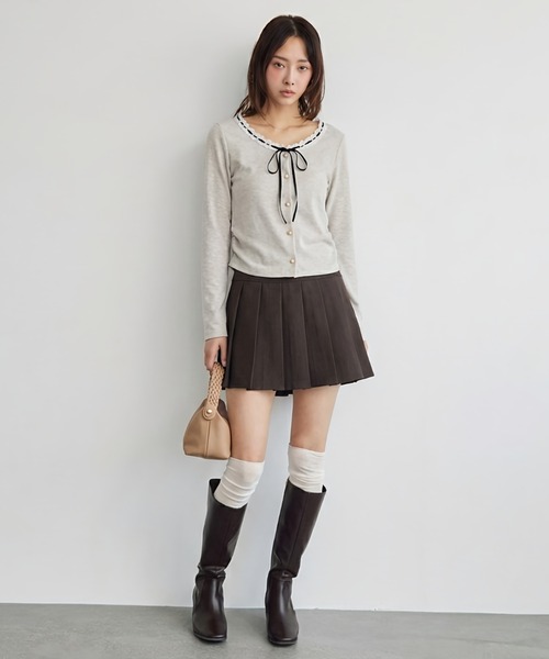 krahe(クレーエ)の「ヘザーツイルボックスプリーツミニスカート(スカート・レディース・ブラック/ブラウン/チャコールグレー・FREE)」の4枚目の写真