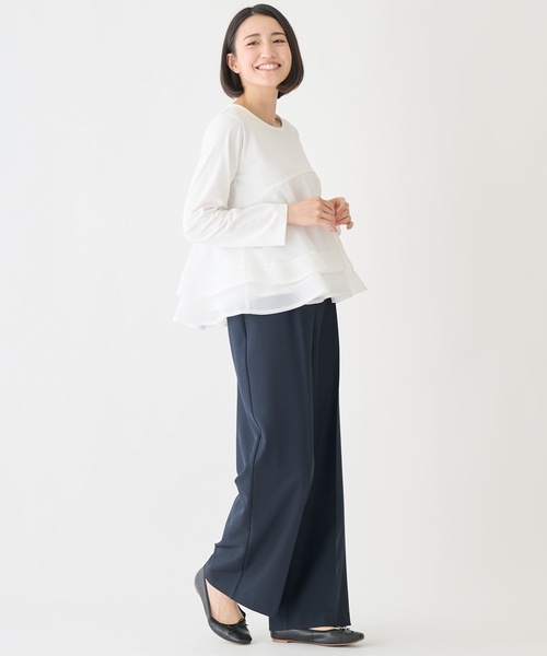 petit main LIEN（プティマインリアン）の「【フォーマル】センタープレスワイドパンツ（その他パンツ・レディース・ネイビー/グレー・F）」の4枚目の写真