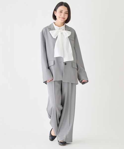 petit main LIEN（プティマインリアン）の「【フォーマル】センタープレスワイドパンツ（その他パンツ・レディース・ネイビー/グレー・F）」の6枚目の写真