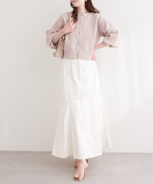 natural couture（ナチュラルクチュール）の「ころりん釦片畦ポリニットカーディガン（カーディガン/ボレロ・レディース・グレイッシュベージュ/ピンクベージュ/オフホワイト/チャコールグレー/ラベンダー/ネイビー・FREE）」の19枚目の写真