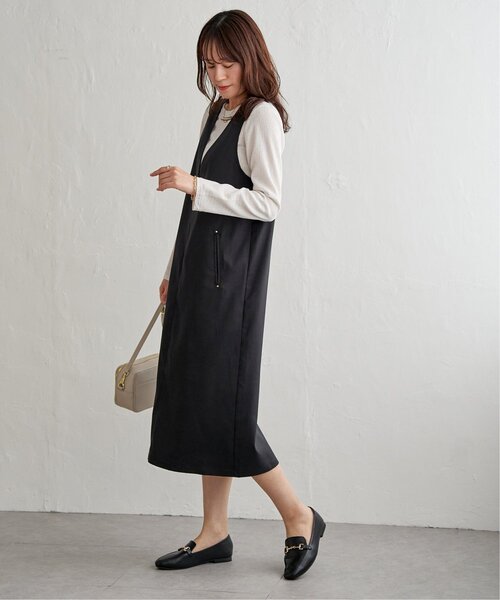 ikka（イッカ）の「【2点セット】ジャンパースカートセット（ジャンパースカート・レディース・ベージュ/ブラック/カーキ・L/M）」の6枚目の写真