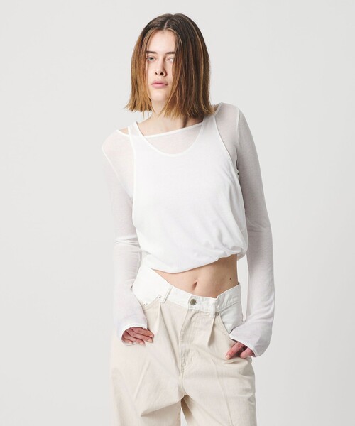 AEWEN MATOPH（イウエン マトフ）の「＜AEWEN MATOPH＞イレギュラーレイヤード ロングスリーブカットソー ‐2WAY‐（Tシャツ/カットソー・レディース・ブラック/ホワイト・FREE）」の8枚目の写真