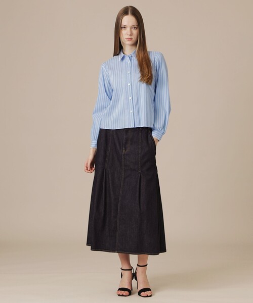 MACKINTOSH LONDON（マッキントッシュ ロンドン）の「コットンナイロンストレッチピンタックブラウス（シャツ/ブラウス・レディース・ブルー/オフホワイト・38/40）」の5枚目の写真