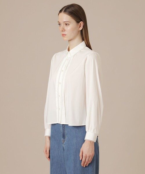 MACKINTOSH LONDON（マッキントッシュ ロンドン）の「コットンナイロンストレッチピンタックブラウス（シャツ/ブラウス・レディース・ブルー/オフホワイト・38/40）」の7枚目の写真