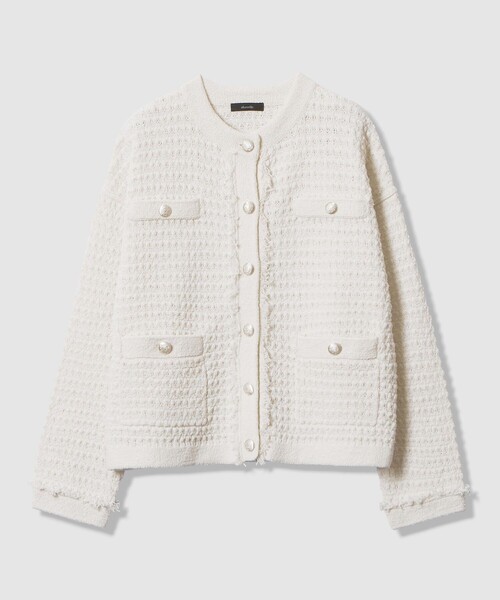 allureville(アルアバイル)の「ニットツイードジャケット(カーディガン/ボレロ・レディース・ネイビー/オフホワイト・2)」の2枚目の写真