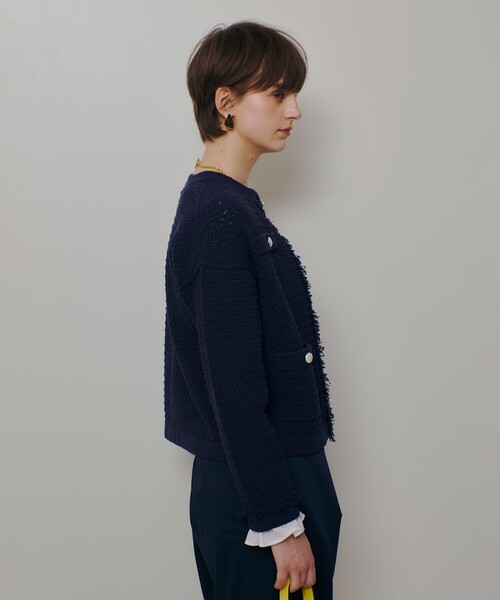 allureville(アルアバイル)の「ニットツイードジャケット(カーディガン/ボレロ・レディース・ネイビー/オフホワイト・2)」の7枚目の写真