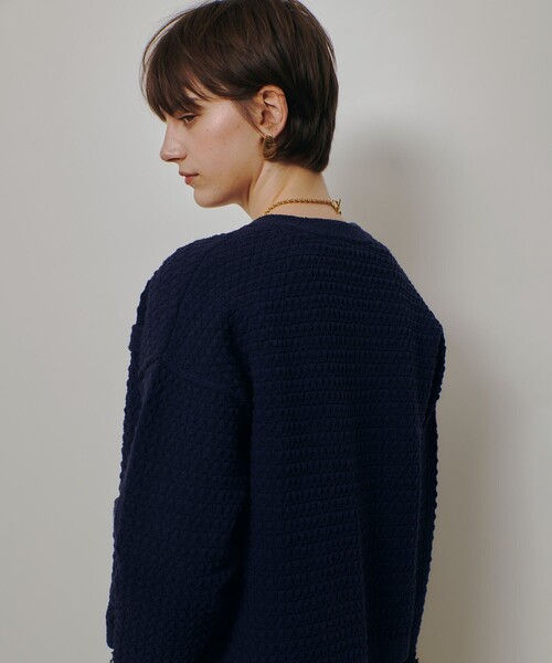 allureville(アルアバイル)の「ニットツイードジャケット(カーディガン/ボレロ・レディース・ネイビー/オフホワイト・2)」の8枚目の写真