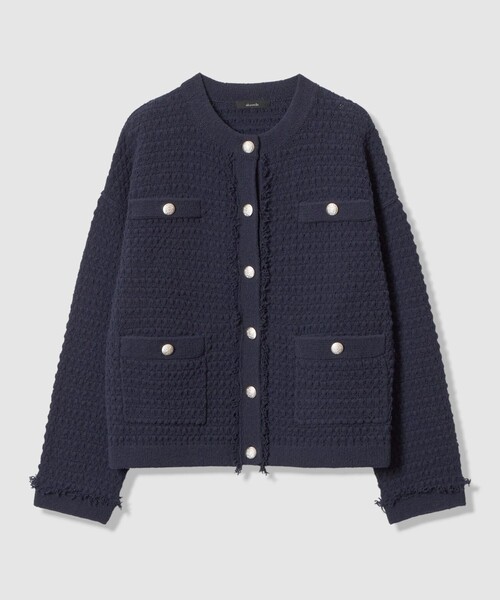 allureville(アルアバイル)の「ニットツイードジャケット(カーディガン/ボレロ・レディース・ネイビー/オフホワイト・2)」の11枚目の写真