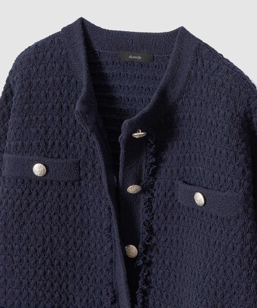 allureville(アルアバイル)の「ニットツイードジャケット(カーディガン/ボレロ・レディース・ネイビー/オフホワイト・2)」の13枚目の写真