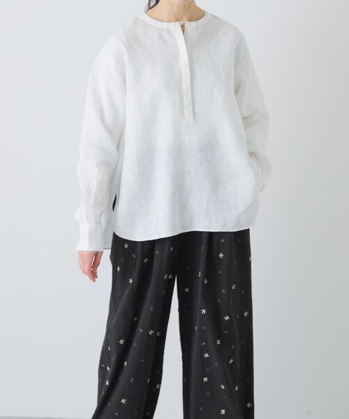 かぐれ（カグレ）の「リネンヘンリーワイドシャツ（シャツ/ブラウス・レディース・ネイビー/オフホワイト/ライトグレー・FREE）」の21枚目の写真