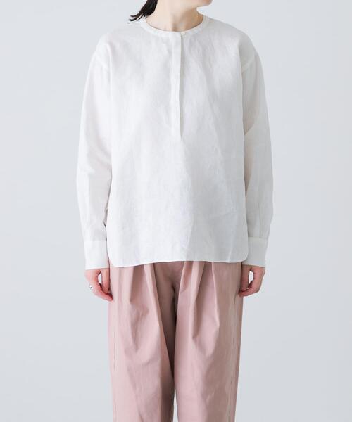 かぐれ（カグレ）の「リネンヘンリーワイドシャツ（シャツ/ブラウス・レディース・ネイビー/オフホワイト/ライトグレー・FREE）」の17枚目の写真