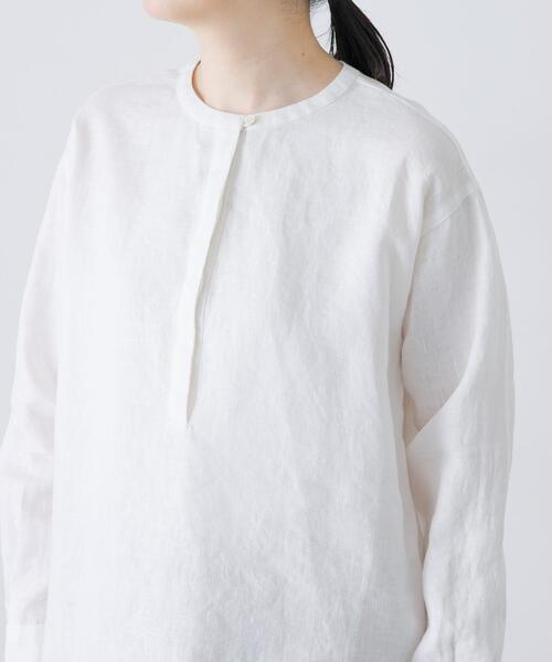 かぐれ（カグレ）の「リネンヘンリーワイドシャツ（シャツ/ブラウス・レディース・ネイビー/オフホワイト/ライトグレー・FREE）」の6枚目の写真