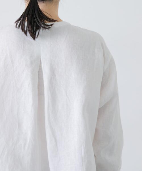 かぐれ（カグレ）の「リネンヘンリーワイドシャツ（シャツ/ブラウス・レディース・ネイビー/オフホワイト/ライトグレー・FREE）」の7枚目の写真