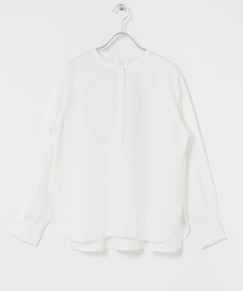 かぐれ（カグレ）の「リネンヘンリーワイドシャツ（シャツ/ブラウス・レディース・ネイビー/オフホワイト/ライトグレー・FREE）」の8枚目の写真