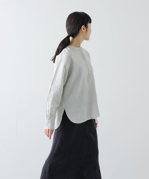 かぐれ（カグレ）の「リネンヘンリーワイドシャツ（シャツ/ブラウス・レディース・ネイビー/オフホワイト/ライトグレー・FREE）」の11枚目の写真
