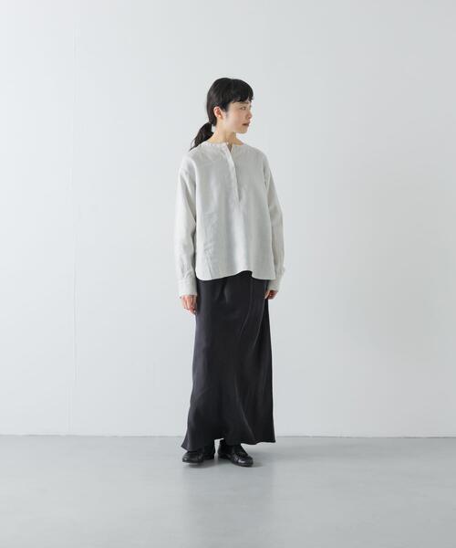 かぐれ（カグレ）の「リネンヘンリーワイドシャツ（シャツ/ブラウス・レディース・ネイビー/オフホワイト/ライトグレー・FREE）」の12枚目の写真