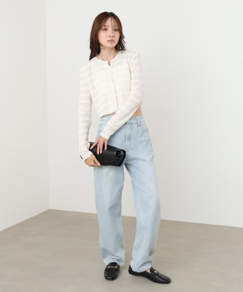 Bab(バブ)の「【選べるサイズ展開】配色メローカーディガン+ワンピースSET(ワンピース・レディース・ブラック/アイボリー/ブルー・M/S)」の9枚目の写真