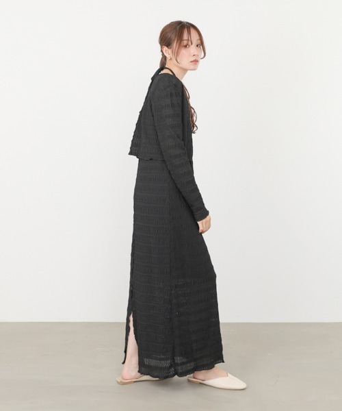Bab(バブ)の「【選べるサイズ展開】配色メローカーディガン+ワンピースSET(ワンピース・レディース・ブラック/アイボリー/ブルー・M/S)」の22枚目の写真