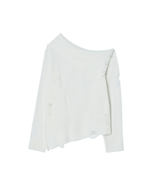 NYXX（エヌワイエックスエックス）の「DAMAGE OFF SHOULDER KNIT WHITE（ニット/セーター・レディース・その他・F）」の4枚目の写真