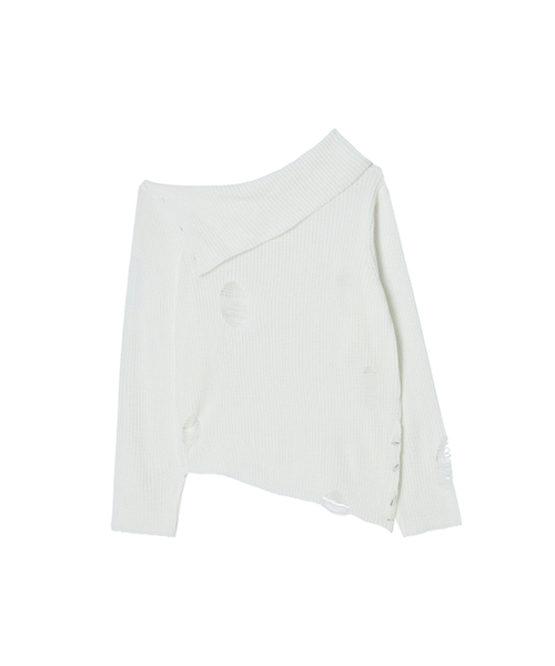 NYXX（エヌワイエックスエックス）の「DAMAGE OFF SHOULDER KNIT WHITE（ニット/セーター・レディース・その他・F）」の3枚目の写真