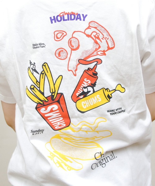 CHUMS（チャムス）の「CHUMS/チャムス　アンチバグ ファストフードポケットTEE　Anti-Bug Fast Food Pocket TEE（Tシャツ/カットソー・メンズ・ホワイト/ベージュ・XL/L/M）」の8枚目の写真