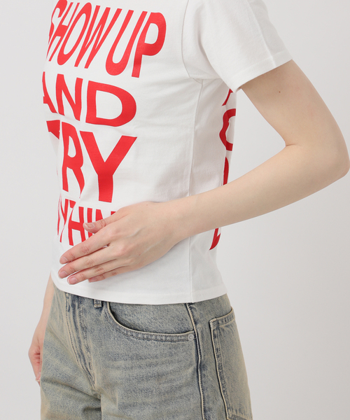 Oriens JOURNAL STANDARD（オリエンス ジャーナルスタンダード）の「SHOW UP プリントTEE（Tシャツ/カットソー・レディース・ホワイト/パープル/イエロー・SMALL/MEDIUM）」の17枚目の写真