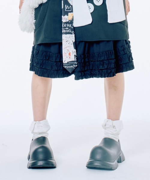 Never mind the XU / Chikashitsu+（ネバーマインド ザ エックスユー / チカシツプラス）の「【Nerd out XU】collar knee socks / 【ナードアウトエックスユー】カラーニーソックス <着用動画あり>（ソックス/靴下・レディース・グレー/ブラック/ホワイト・ONE SIZE）」の12枚目の写真