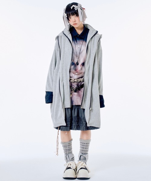 Never mind the XU / Chikashitsu+（ネバーマインド ザ エックスユー / チカシツプラス）の「【Nerd out XU】collar knee socks / 【ナードアウトエックスユー】カラーニーソックス <着用動画あり>（ソックス/靴下・レディース・グレー/ブラック/ホワイト・ONE SIZE）」の7枚目の写真