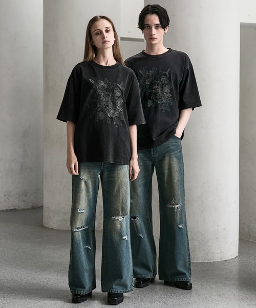 CLEL(クレイル)の「【CLEL】Embroidered Design Short Sleeve T-shirt / 刺繍デザイン 半袖Tシャツ(Tシャツ/カットソー・メンズ・ブラック系/ホワイト系/グレー系・XS/S/M/L)」の4枚目の写真