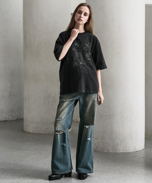 CLEL(クレイル)の「【CLEL】Embroidered Design Short Sleeve T-shirt / 刺繍デザイン 半袖Tシャツ(Tシャツ/カットソー・メンズ・ブラック系/ホワイト系/グレー系・XS/S/M/L)」の8枚目の写真