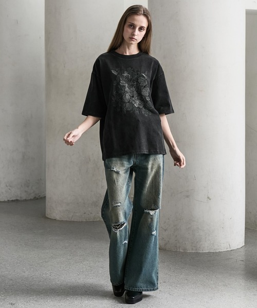 CLEL(クレイル)の「【CLEL】Embroidered Design Short Sleeve T-shirt / 刺繍デザイン 半袖Tシャツ(Tシャツ/カットソー・メンズ・ブラック系/ホワイト系/グレー系・XS/S/M/L)」の9枚目の写真