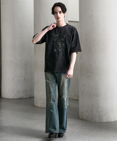 CLEL(クレイル)の「【CLEL】Embroidered Design Short Sleeve T-shirt / 刺繍デザイン 半袖Tシャツ(Tシャツ/カットソー・メンズ・ブラック系/ホワイト系/グレー系・XS/S/M/L)」の13枚目の写真