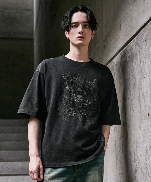 CLEL(クレイル)の「【CLEL】Embroidered Design Short Sleeve T-shirt / 刺繍デザイン 半袖Tシャツ(Tシャツ/カットソー・メンズ・ブラック系/ホワイト系/グレー系・XS/S/M/L)」の14枚目の写真