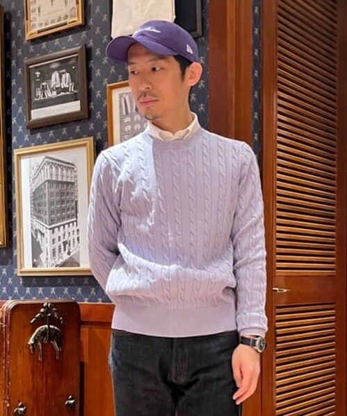 BROOKS BROTHERS(ブルックスブラザーズ)の「スーピマコットン ケーブル クルーネックセーター(ニット/セーター・メンズ・グリーン/ネイビー/ベージュ/ラベンダー/ブルー・SMALL/LARGE/MEDIUM)」の5枚目の写真