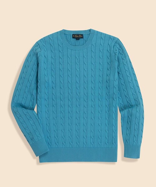 BROOKS BROTHERS(ブルックスブラザーズ)の「スーピマコットン ケーブル クルーネックセーター(ニット/セーター・メンズ・グリーン/ネイビー/ベージュ/ラベンダー/ブルー・SMALL/LARGE/MEDIUM)」の4枚目の写真