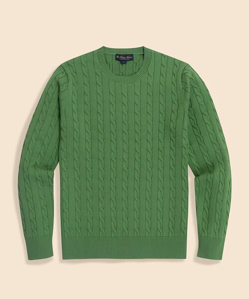 BROOKS BROTHERS(ブルックスブラザーズ)の「スーピマコットン ケーブル クルーネックセーター(ニット/セーター・メンズ・グリーン/ネイビー/ベージュ/ラベンダー/ブルー・SMALL/LARGE/MEDIUM)」の2枚目の写真