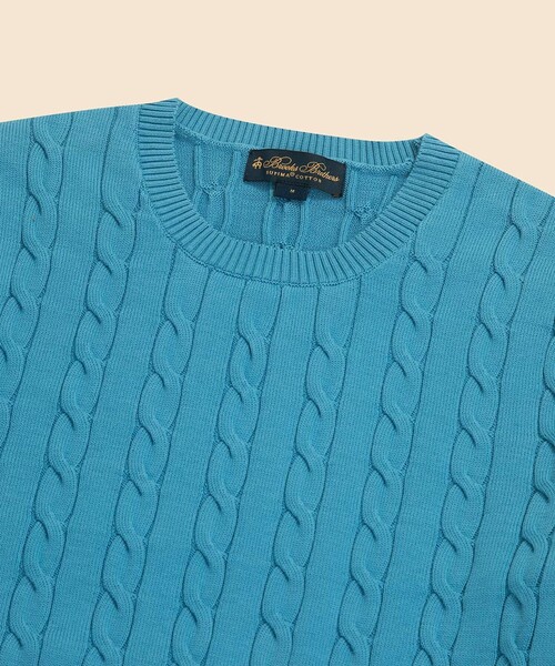 BROOKS BROTHERS(ブルックスブラザーズ)の「スーピマコットン ケーブル クルーネックセーター(ニット/セーター・メンズ・グリーン/ネイビー/ベージュ/ラベンダー/ブルー・SMALL/LARGE/MEDIUM)」の12枚目の写真