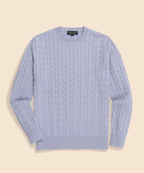 BROOKS BROTHERS(ブルックスブラザーズ)の「スーピマコットン ケーブル クルーネックセーター(ニット/セーター・メンズ・グリーン/ネイビー/ベージュ/ラベンダー/ブルー・SMALL/LARGE/MEDIUM)」の6枚目の写真