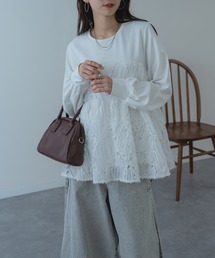 【refinedworks】異素材 ドッキング ペプラム シルエット プルオーバー