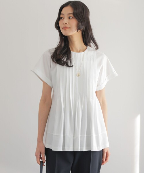 組曲 S(クミキョク チイサイサイズ)の「サマージャージーブラウスライク カットソー(Tシャツ/カットソー・レディース・ホワイト系/ネイビー系/ローズ系/グレー系・S2)」の5枚目の写真