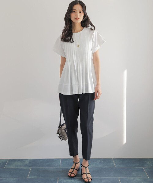 組曲 S(クミキョク チイサイサイズ)の「サマージャージーブラウスライク カットソー(Tシャツ/カットソー・レディース・ホワイト系/ネイビー系/ローズ系/グレー系・S2)」の8枚目の写真
