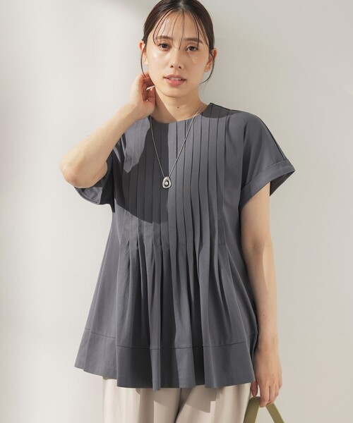 組曲 S(クミキョク チイサイサイズ)の「サマージャージーブラウスライク カットソー(Tシャツ/カットソー・レディース・ホワイト系/ネイビー系/ローズ系/グレー系・S2)」の11枚目の写真