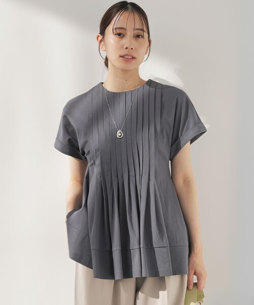 組曲 S(クミキョク チイサイサイズ)の「サマージャージーブラウスライク カットソー(Tシャツ/カットソー・レディース・ホワイト系/ネイビー系/ローズ系/グレー系・S2)」の12枚目の写真