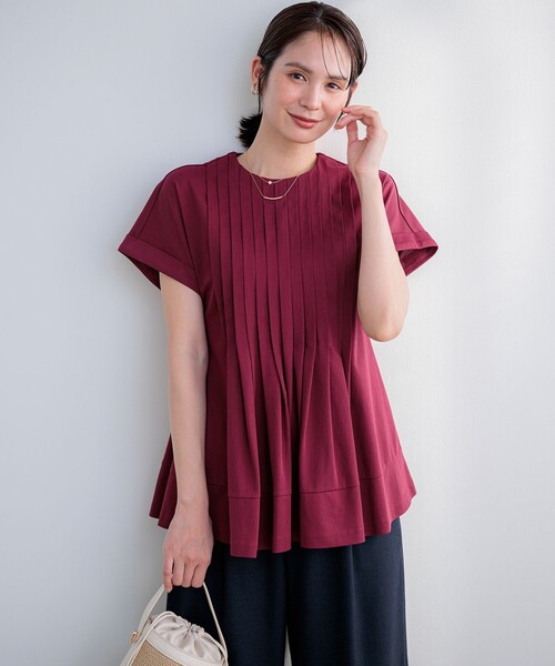 組曲 S(クミキョク チイサイサイズ)の「サマージャージーブラウスライク カットソー(Tシャツ/カットソー・レディース・ホワイト系/ネイビー系/ローズ系/グレー系・S2)」の17枚目の写真