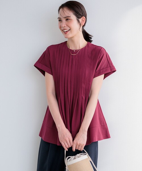 組曲 S(クミキョク チイサイサイズ)の「サマージャージーブラウスライク カットソー(Tシャツ/カットソー・レディース・ホワイト系/ネイビー系/ローズ系/グレー系・S2)」の18枚目の写真