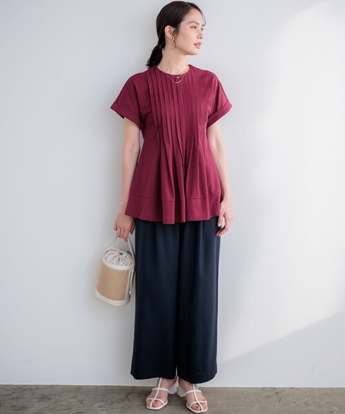 組曲 S(クミキョク チイサイサイズ)の「サマージャージーブラウスライク カットソー(Tシャツ/カットソー・レディース・ホワイト系/ネイビー系/ローズ系/グレー系・S2)」の20枚目の写真
