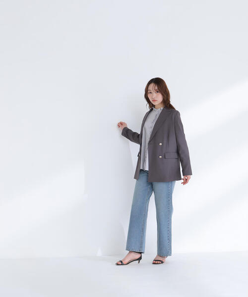 NATURAL BEAUTY BASIC(ナチュラルビューティーベーシック)の「◇リネンライクダブルブレストボクシージャケット(テーラードジャケット・レディース・チャコールグレー/ネイビー/ベージュ/ライトグリーン・MEDIUM/SMALL)」の16枚目の写真