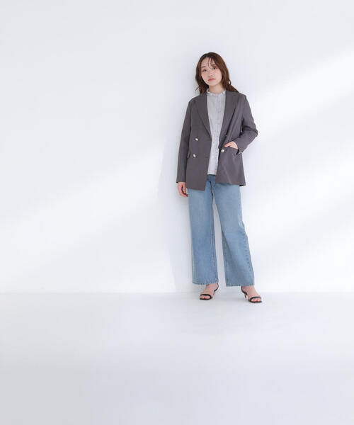 NATURAL BEAUTY BASIC(ナチュラルビューティーベーシック)の「◇リネンライクダブルブレストボクシージャケット(テーラードジャケット・レディース・チャコールグレー/ネイビー/ベージュ/ライトグリーン・MEDIUM/SMALL)」の20枚目の写真